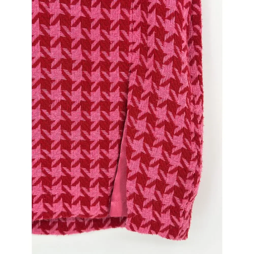 AFRM Melody Herringbone Mini Skirt Women M Red Pink Revolve Academia Tweed Short - Picture 6 of 10